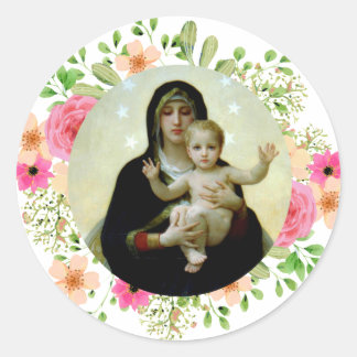 Moeder Gods en Kind Onze Lieve Vrouwe Maagd Maria Ronde Sticker
