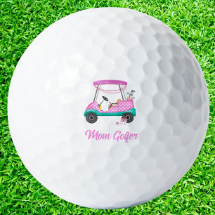 Moeder Golfer Roze Stippen Kar Golfballen