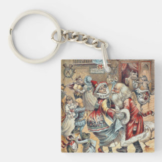Moeder Goose Dancing met Santa Claus Sleutelhanger