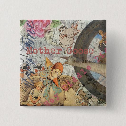Moeder Goose Nursery Rhyme Fairy Tale Vierkante Button 5,1 Cm (Voorkant)