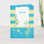 Moeder groen en blauw met vlinders begroeting kaart (Voorkant)
