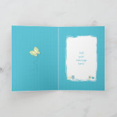 Moeder groen en blauw met vlinders begroeting kaart (Binnen)