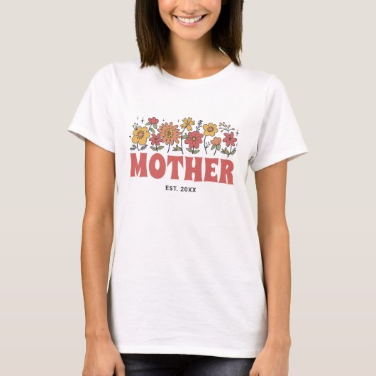Moeder Groovy Bloem  Bloemen Moederdag T-shirt (Voorkant)