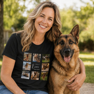 Moeder GSD-hond moeder foto collage zwart T-shirt