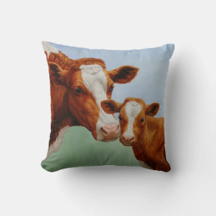 Moeder Guernsey Koe en Cute Calf Kussen