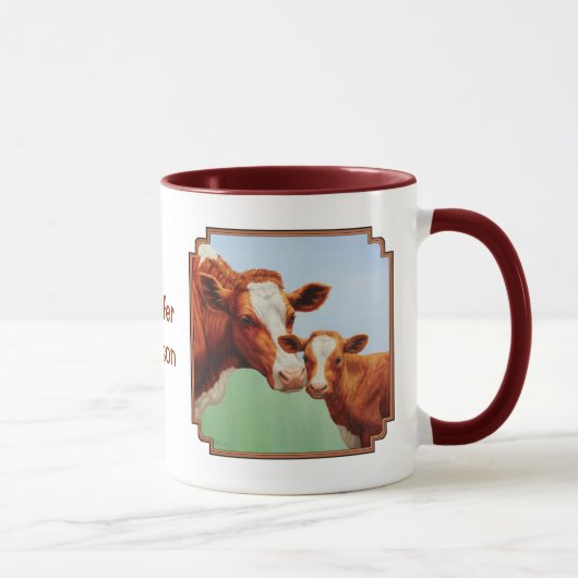 Moeder Guernsey Koe en Cute Calf Mok (Rechts)