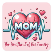 Moeder hartslag van de familie met rood hart