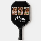 Moeder heeft datumplezier script op zwart 3 foto i pickleball paddle (Achterkant)