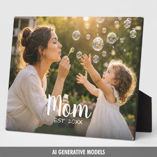 Moeder heeft familie fotocadeau opgericht fotoplaat