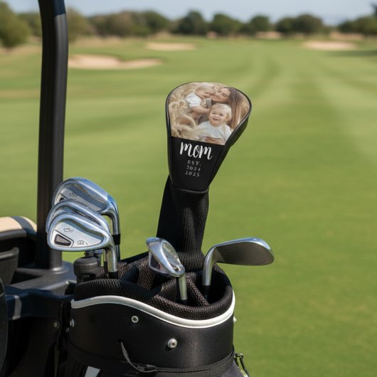 Moeder heeft modern schrift foto ingesteld golfheadcover