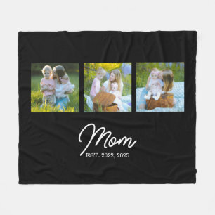 Moeder heeft modern schrift zwart 3 foto fleece deken