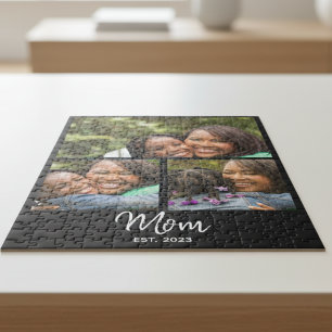 Moeder heeft modern schrift zwart 3 foto legpuzzel