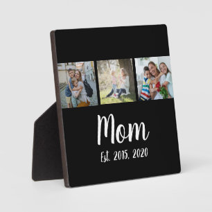 Moeder heeft modern script zwart 3 foto ingesteld fotoplaat