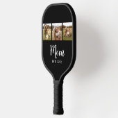 Moeder heeft moderne scripttekst 3 foto zwart pickleball paddle (Links)