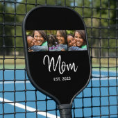 Moeder heeft moderne vette script zwarte 3 foto pickleball paddle