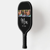 Moeder heeft moderne vette script zwarte 3 foto pickleball paddle (Links)