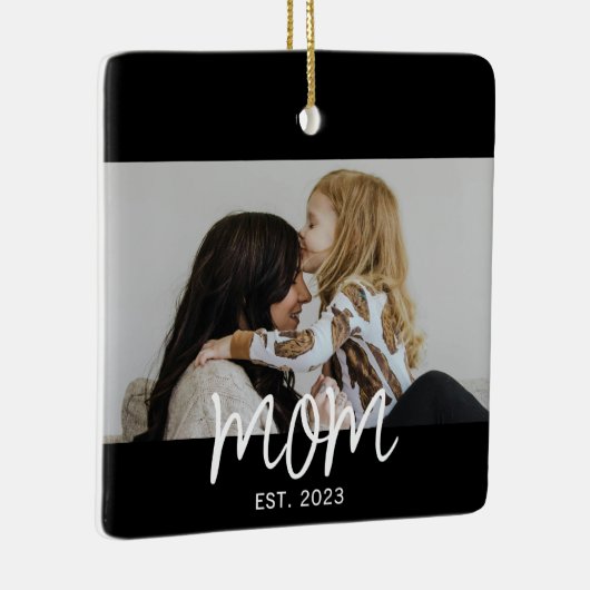 Moeder heeft wit script foto opgericht keramisch ornament (Rechts)