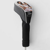 Moeder heeft zwart-wit script foto opgericht golfheadcover (Schuin)