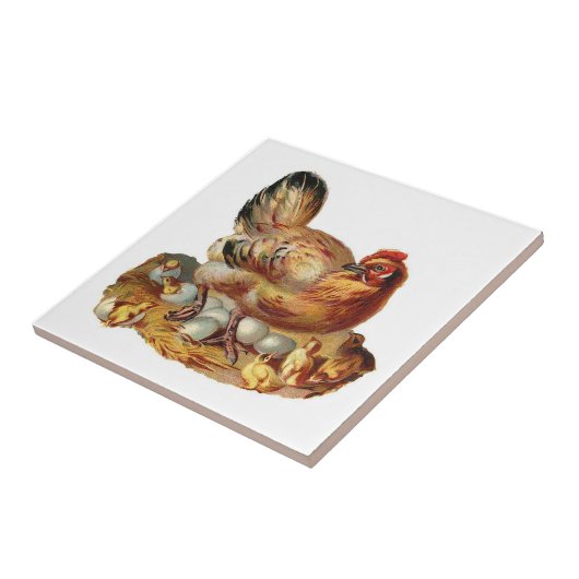 Moeder Hen en Chicken Tile Tegeltje (Zijkant)