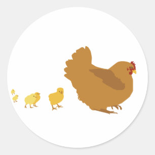 Moeder Hen en Kip Ronde Sticker