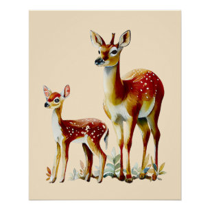 Moeder Herten en Fawn Perfect Poster