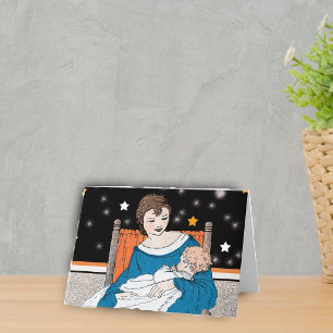 Moeder houdt haar Baby in oranje stoelsterren Kaart