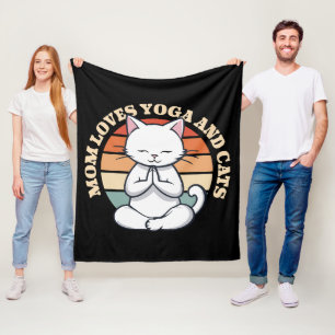 Moeder houdt van katten en yoga fleece deken