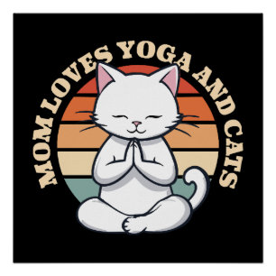 Moeder houdt van katten en yoga perfect poster