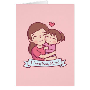 Moeder Hugging Child, ik hou van jou, mam