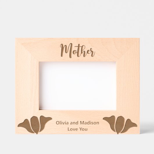 Moeder in Cursief Script Kindernamen Bloemen Gegraveerde Lijstjes (Voorkant)