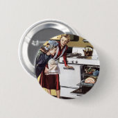 moeder in de keuken kookt een paasham ronde button 5,7 cm (Voorkant /achterkant)