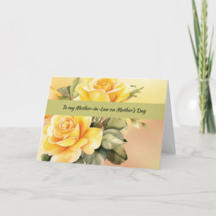 Moeder in de wet op Moederdag Yellow Roses Kaart