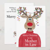 Moeder in Reindeer Kerst  Feestdagenkaart (Voorkant / Achterkant)