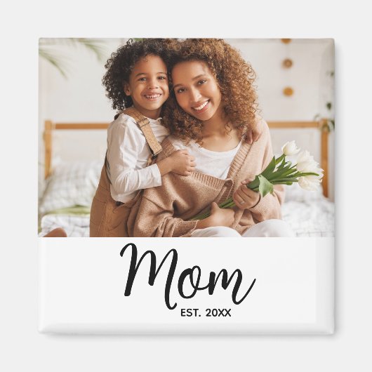 Moeder Ingesteld Zwarte Script Foto Cadeau Minimaa Magneet (Voorkant)