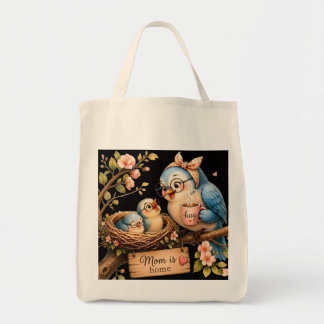 Moeder is thuis Zwarte Tote Tas Vogel Cadeau