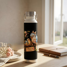 Moeder is thuis Zwarte waterfles Vogel Cadeau