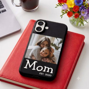 Moeder is zeggen Witte Pret Font Foto iPhone 16 Hoesje