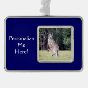 Moeder Kangaroo met Baby Joey in haar zak Verzilverd Kader Ornament