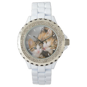 Moeder kat houdt schattig Baby kitten foto dial-bo Horloge
