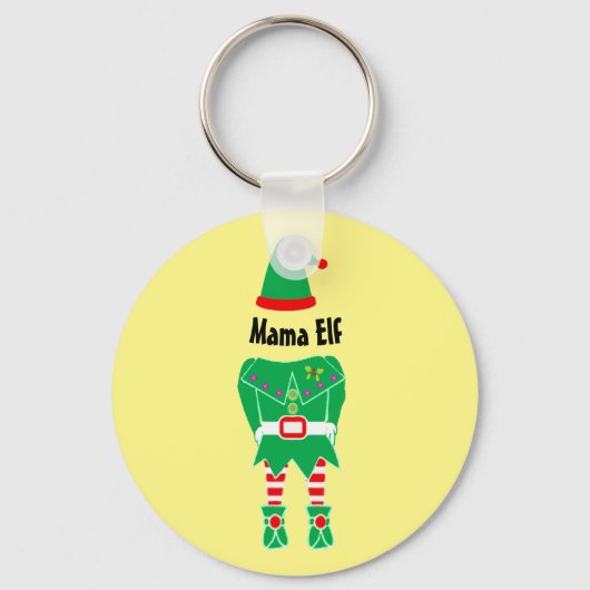 moeder Kerst Elf Stocking Stuffer Sleutelhanger (Voorkant)