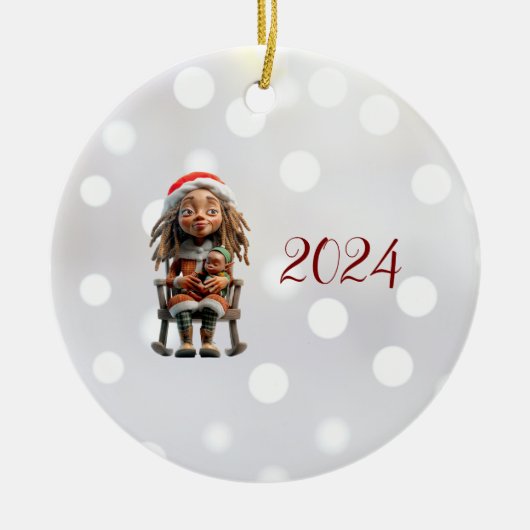 Moeder Kerst I Kerst Elf Keramisch Ornament (Voorkant)