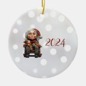Moeder Kerst II Kerst Elf Keramisch Ornament (Voorkant)