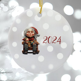 Moeder Kerst II Kerst Elf Keramisch Ornament