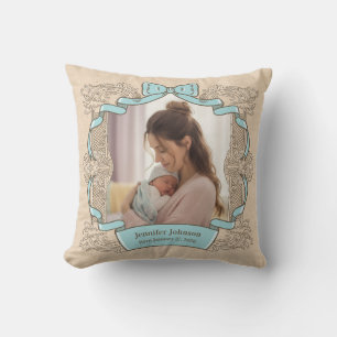 Moeder & Kind Vintage Coquette Baby Blauwe Lijst Kussen