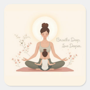 Moeder Kind Yoga Meditatie Kunst Vierkante Sticker