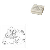 Moeder Kip met Kuikens Rubberstempel (Gestempeld)