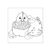 Moeder Kip met Kuikens Rubberstempel (Afrduk)