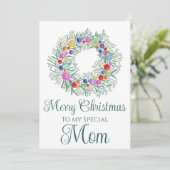 Moeder Kleurrijke Kerstkrans Feestdagenkaart (Staand voorkant)