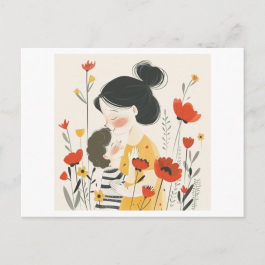 Moeder knuffelen haar zoon briefkaart (Voorkant)