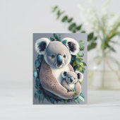 Moeder Koala Beer en een baby, waterverf Briefkaart (Staand voorkant)